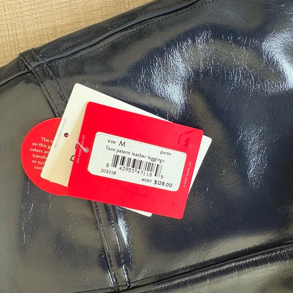 NWT Spanx Faux Leather Patent Leather Leggings in Dark Navy - Picture 3 of 9